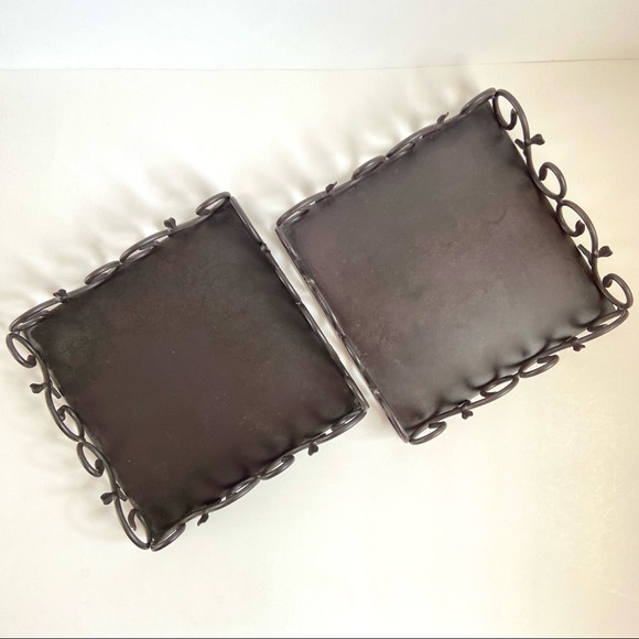 2 Square Iron Scroll Decorative Trays - Picture 4 of 12